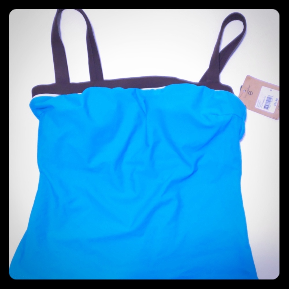 NWT Magellan Tankini/Bikini Top Sz 6 Blue/Brown